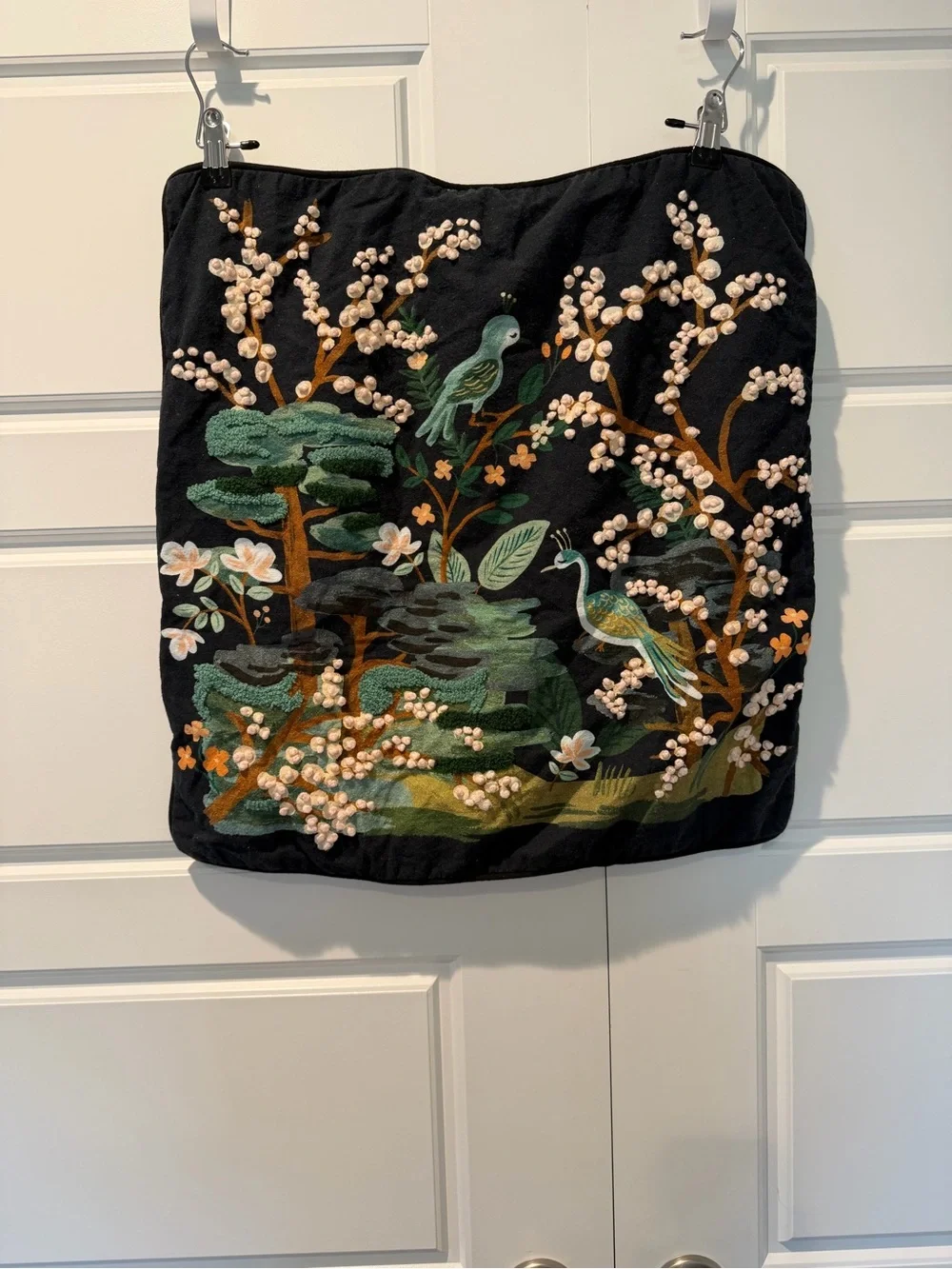 RIFLE PAPER CO. KYOTO GARDEN EMBROIDERED CUSHION COVER 56CM X 56CM
